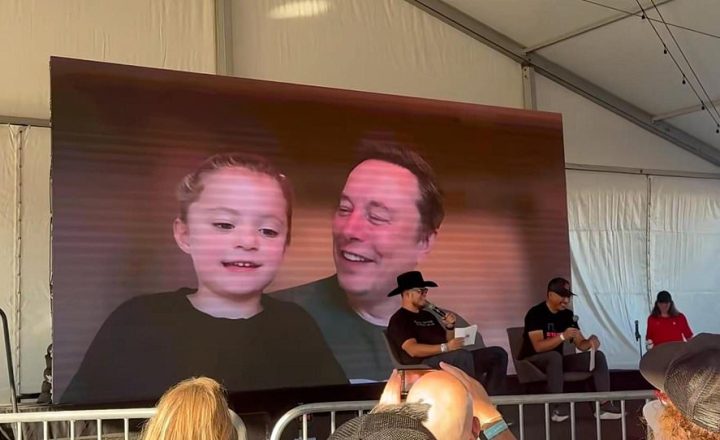 Latest on Moment Elon Musk is joined by smiling daughter Azure, four, on livestream event – a week after dumping her mother